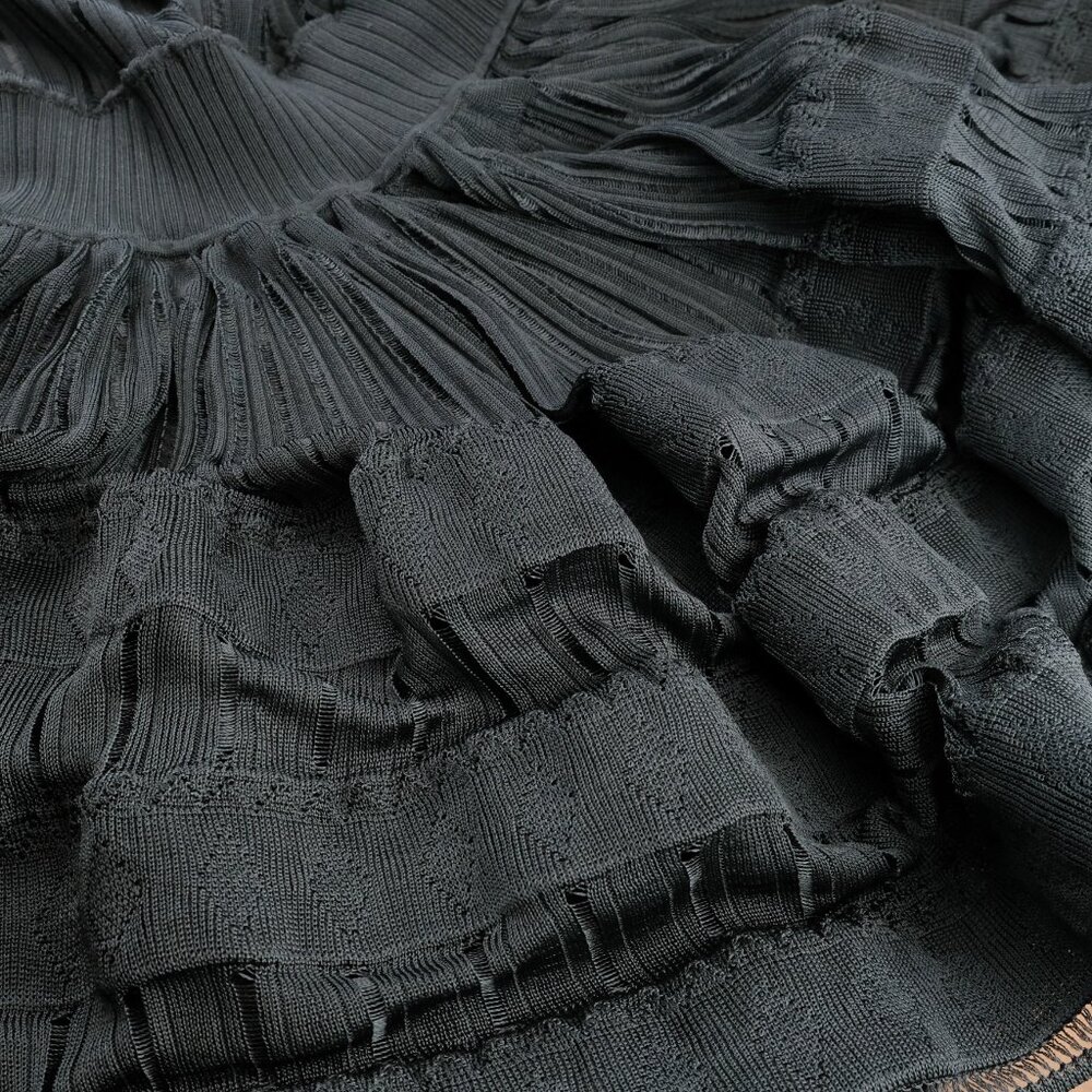Alaia Crinoline Knit A-Line Square-Neck Mini Dress, Blue Grey, Size FR 36, Small - Picture 11 of 14